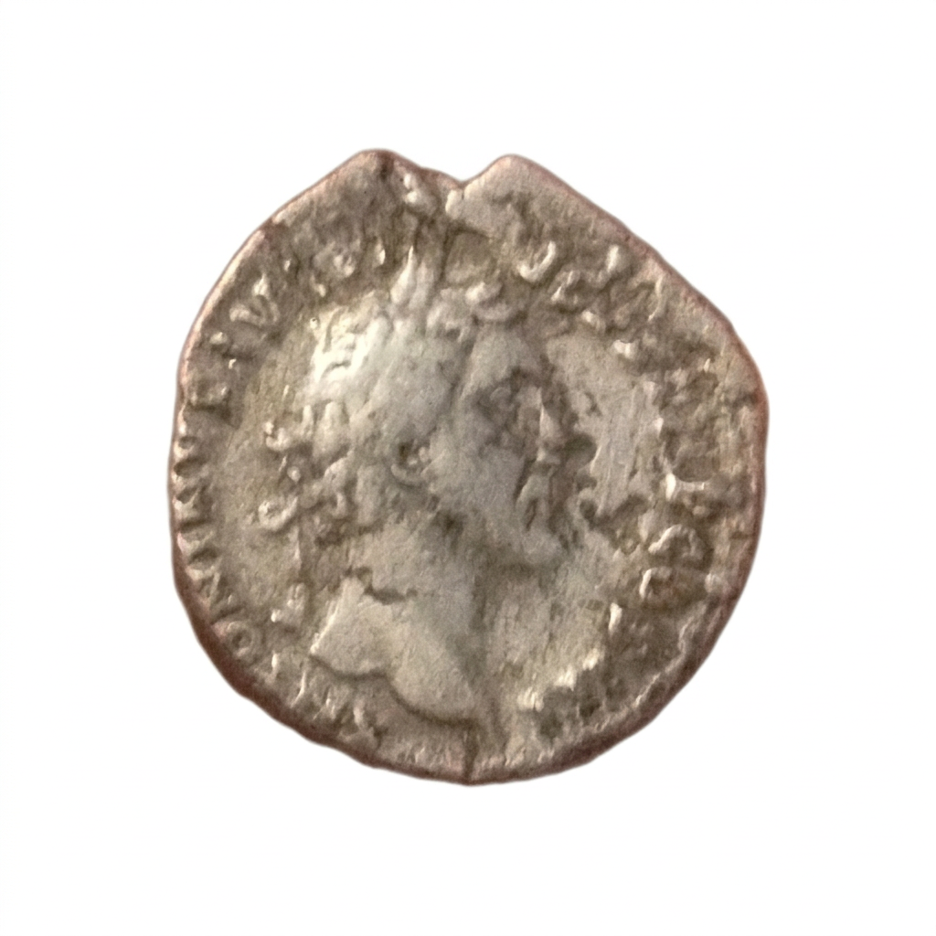 Denier Antonin le Pieux A129, portrait sur fond blanc